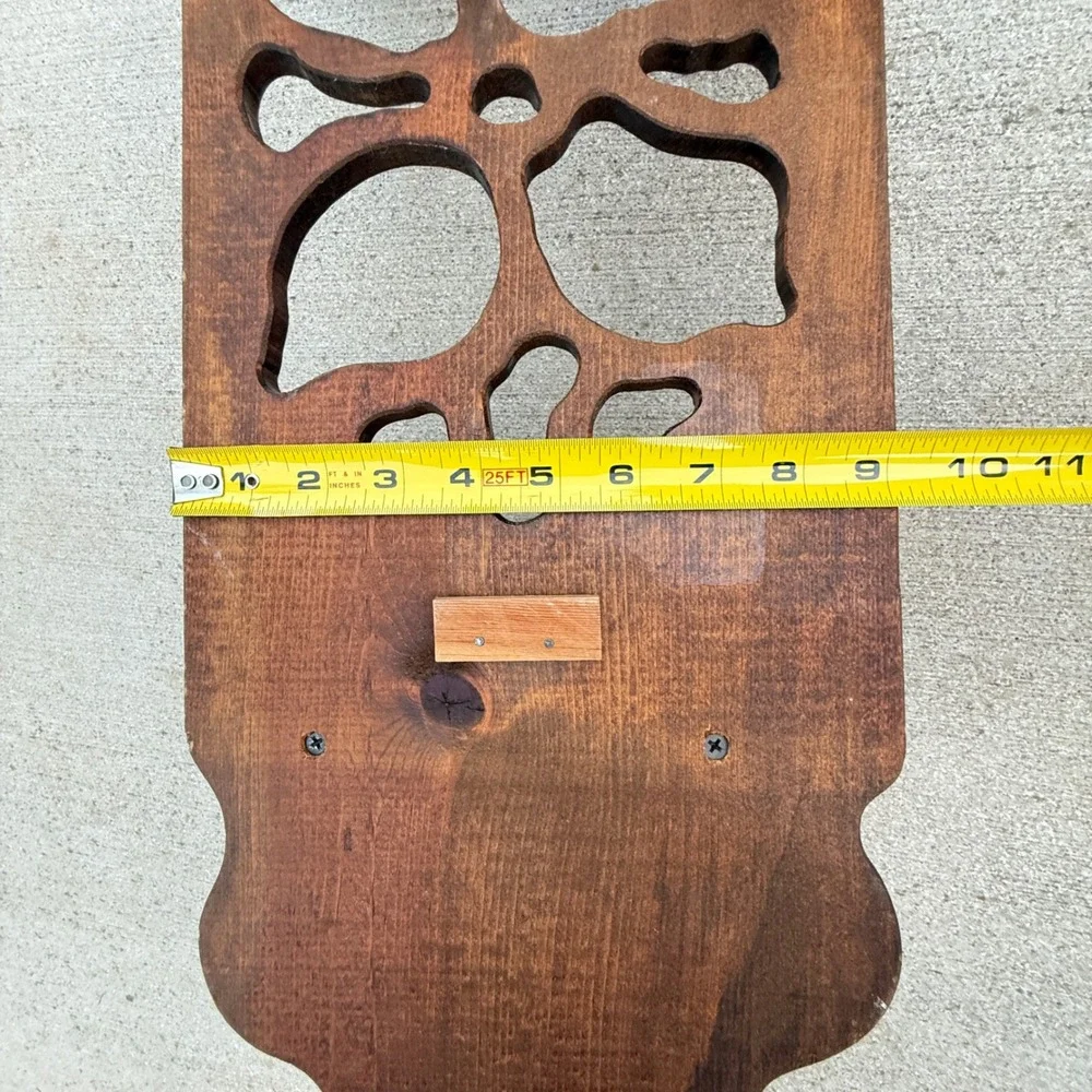 Vintage Handmade Wood Cutout Floral Wall Shelf Rustic Scalloped Floating Sconce